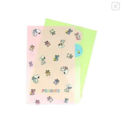 Japan Peanuts 5 Pockets A4 Index File Holder - Snoopy & Woodstock : Cuddly Bears Pink - 3