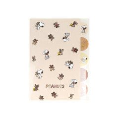 Japan Peanuts 5 Pockets A4 Index File Holder - Snoopy & Woodstock : Cuddly Bears Beige Brown