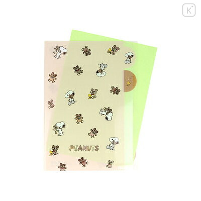 Japan Peanuts 5 Pockets A4 Index File Holder - Snoopy & Woodstock : Cuddly Bears Beige Brown - 3