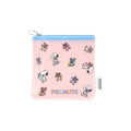 Japan Peanuts Flat Mini Pouch - Snoopy & Woodstock : Cuddly Bears Pink - 1