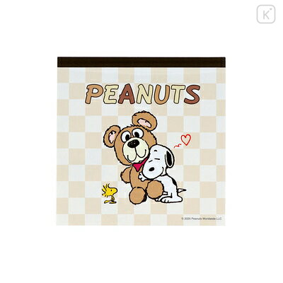 Japan Peanuts Square Memo - Snoopy & Woodstock : Cuddly Bears Beige Brown - 1