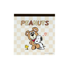 Japan Peanuts Square Memo - Snoopy & Woodstock : Cuddly Bears Beige Brown