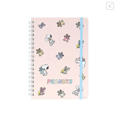 Japan Peanuts B6 Ring Notebook - Snoopy & Woodstock : Cuddly Bears Pink - 1