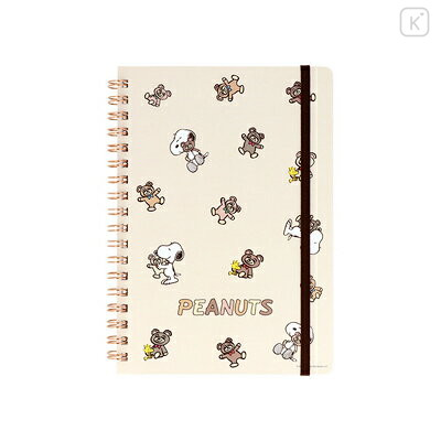Japan Peanuts B6 Ring Notebook - Snoopy & Woodstock : Cuddly Bears Beige Brown - 1