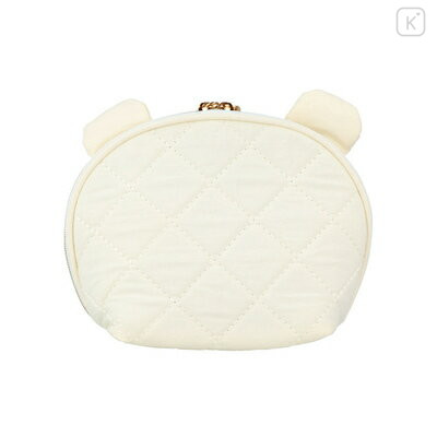 Japan Peanuts Round Cosmetic Pouch - Snoopy & Woodstock : Cuddly Bears White - 2