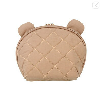 Japan Peanuts Round Cosmetic Pouch - Snoopy & Woodstock : Cuddly Bears Brown - 2