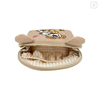 Japan Peanuts Round Cosmetic Pouch - Snoopy & Woodstock : Cuddly Bears Brown - 3