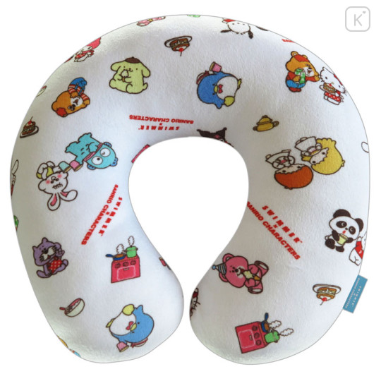 Japan Sanrio × Swimmer Travel Fluffy Neck Pillow Cushion - Characters White Retro - 1