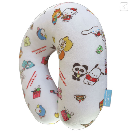 Japan Sanrio × Swimmer Travel Fluffy Neck Pillow Cushion - Characters White Retro - 2