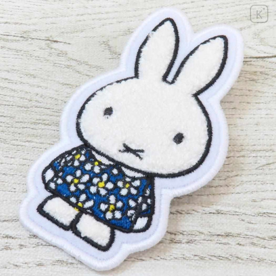Japan Miffy Sagara Embroidery Badge - Miffy : 70th Anniversary Blue Dress Flower - 3