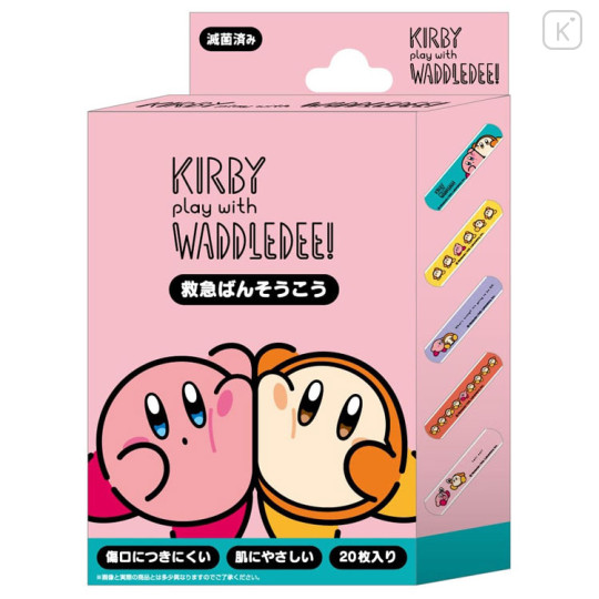 Japan Kirby Boxed Adhesive Bandage - Kirby : Play With Waddle Dee - 1