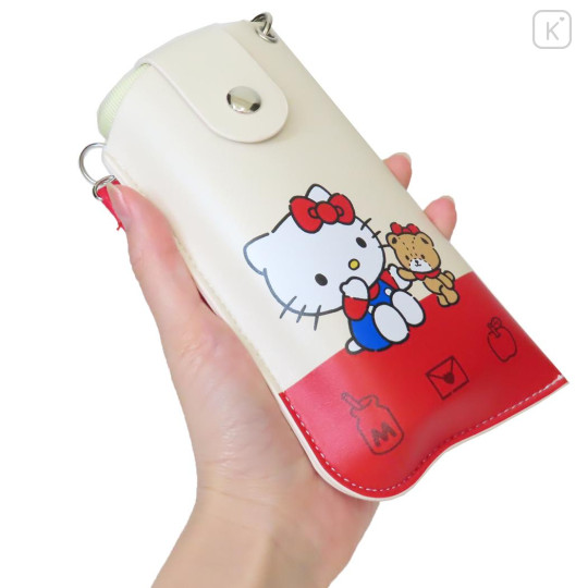 Japan Sanrio Flat Glasses Case with Strap - Hello Kitty & Tiny Chum - 2