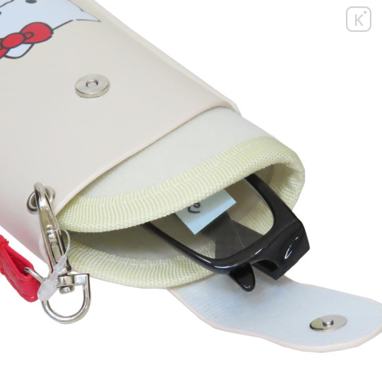 Japan Sanrio Flat Glasses Case with Strap - Hello Kitty & Tiny Chum - 3