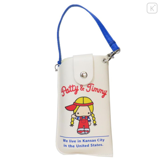 Japan Sanrio Flat Glasses Case with Strap - Patty & Jimmy - 1