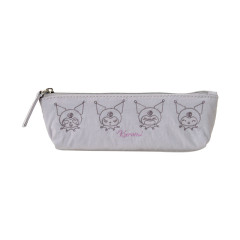 Japan Sanrio Slim Pen Pouch Pencil Case - Kuromi : Funny Face Grey