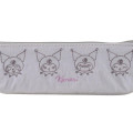 Japan Sanrio Slim Pen Pouch Pencil Case - Kuromi : Funny Face Grey - 4