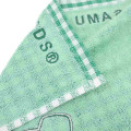 Japan Osamu Goods Mini Towel Jacquard Handkerchief - Gingham Green Dog - 2