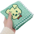 Japan Osamu Goods Mini Towel Jacquard Handkerchief - Gingham Green Dog - 3