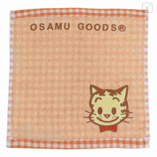 Japan Osamu Goods Mini Towel Jacquard Handkerchief - Gingham Cat - 1