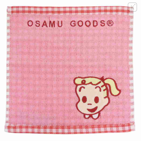Japan Osamu Goods Mini Towel Jacquard Handkerchief - Gingham Pink - 1
