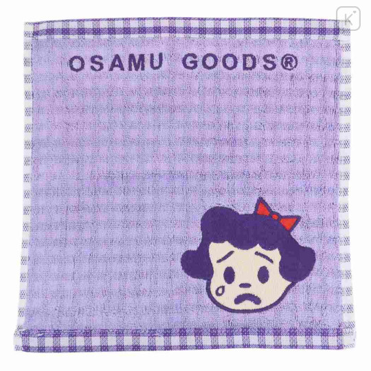Japan Osamu Goods Mini Towel Jacquard Handkerchief - Gingham Purple - 1