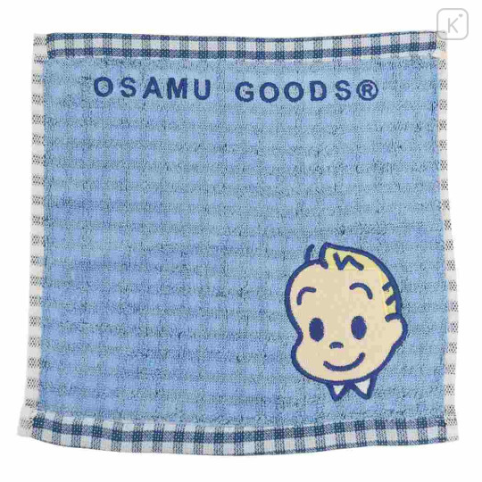 Japan Osamu Goods Mini Towel Jacquard Handkerchief - Gingham Blue - 1