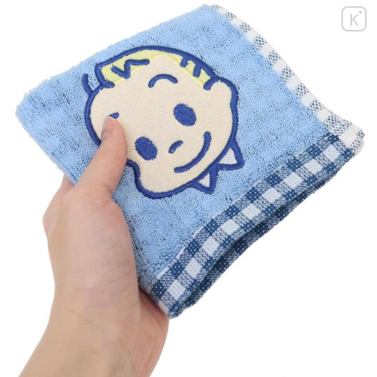 Japan Osamu Goods Mini Towel Jacquard Handkerchief - Gingham Blue - 3