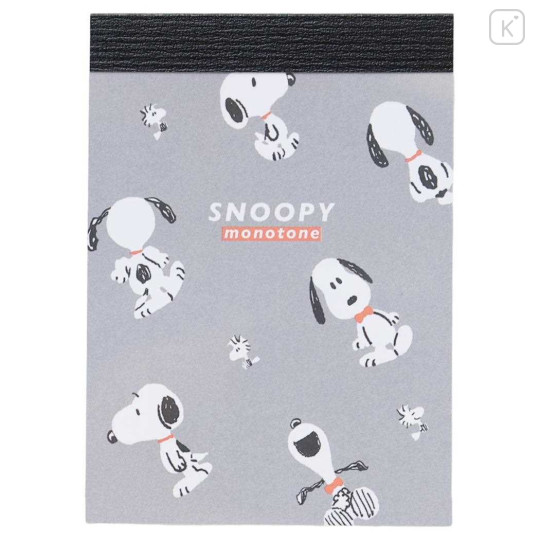 Japan Peanuts Mini Notepad - Snoopy & Woodstock : Monotone - 1