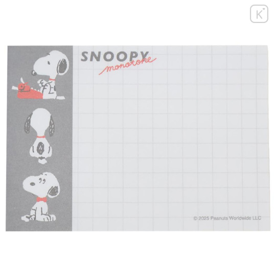 Japan Peanuts Mini Notepad - Snoopy & Woodstock : Monotone - 3