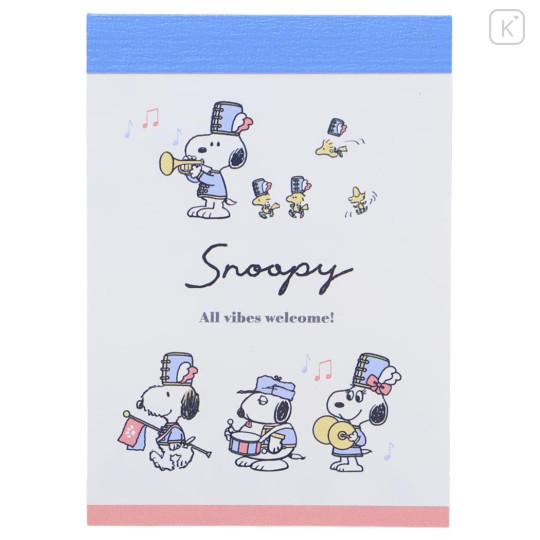 Japan Peanuts Mini Notepad - Snoopy & Woodstock : Marching Team - 1
