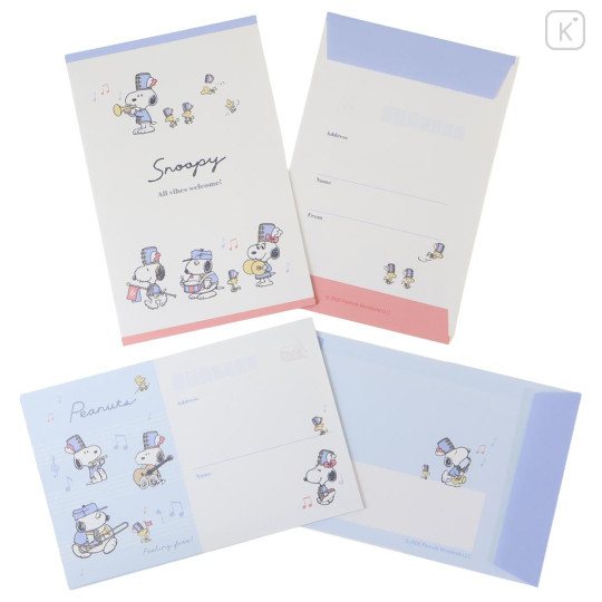 Japan Peanuts Volume Up Letter Envelope Set - Snoopy & Woodstock : Marching Team - 3