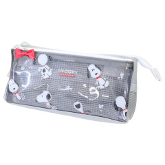 Japan Peanuts Double Zipper Pen Case - Snoopy & Woodstock : Monotone