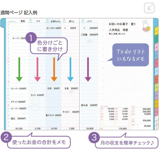 Japan Miffy A5 Planner Monthly Schedule Book - Miffy : Flower 2026 - 3