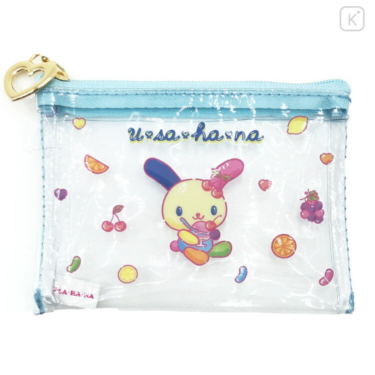 Japan Sanrio Clear Flat Mini Pouch - Usahana : Blue - 1