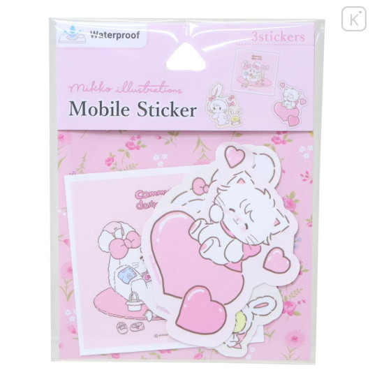 Japan Mikko Illustrations Waterproof Mobile Sticker Pack - Mousse Pink - 1