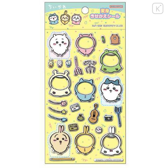 Japan Chiikawa Playing Sticker - Chiikawa & Hachiware & Usagi : Yellow : Transformation Dress-up Blue - 1