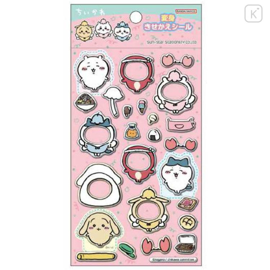 Japan Chiikawa Playing Sticker - Chiikawa & Hachiware & Usagi : Pink : Transformation Dress-up Blue - 1