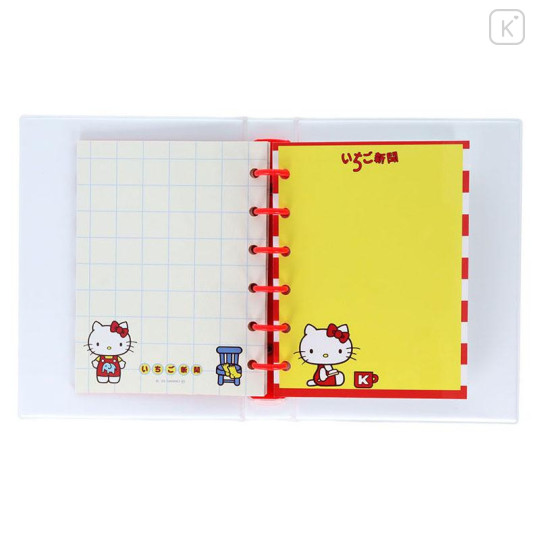 Japan Sanrio 6 Hole Sticker Binder - Hello Kitty : Strawberry Newspaper 50th Anniversary Yellow - 4