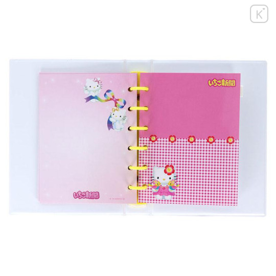 Japan Sanrio 6 Hole Sticker Binder - Hello Kitty : Strawberry Newspaper 50th Anniversary Pink - 4