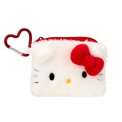 Japan Sanrio Original Mascot Mini Pouch with Carabiner - Hello Kitty : Fluffy Face