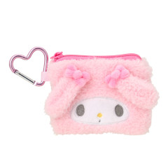Japan Sanrio Original Mascot Mini Pouch with Carabiner - My Melody : Fluffy Face