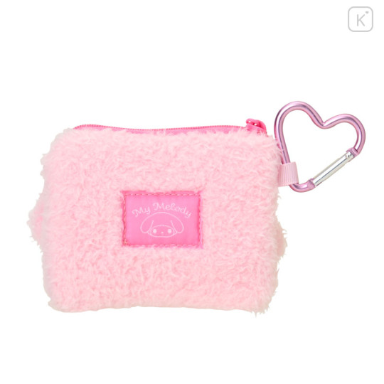 Japan Sanrio Original Mascot Mini Pouch with Carabiner - My Melody : Fluffy Face - 2