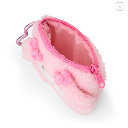 Japan Sanrio Original Mascot Mini Pouch with Carabiner - My Melody : Fluffy Face - 3