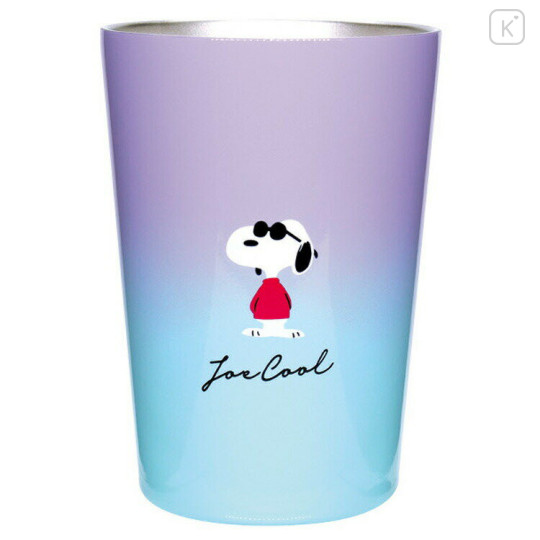 Japan Peanuts Stainless Steel Tumbler - Snoopy : Purple Blue Joe Cool - 1