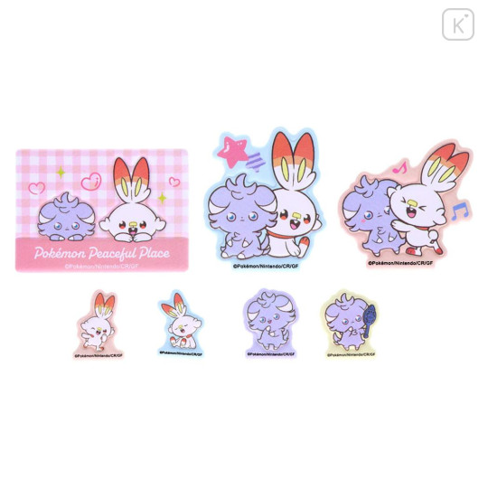 Japan Pokemon Puffy Sticker - Espurr & Scorbunny : Pokepeace - 2