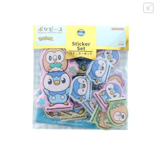 Japan Pokemon Puffy Sticker - Piplup & Rowlet : Pokepeace - 1