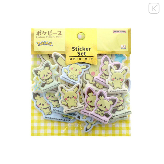 Japan Pokemon Puffy Sticker - Pichu & Pikachu : Pokepeace - 1