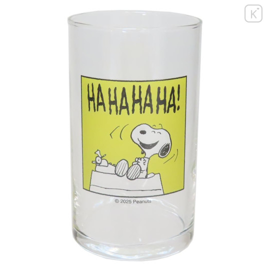 Japan Peanuts Glass Tumbler - Snoopy : Comic Yellow HaaHaa - 1