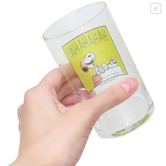 Japan Peanuts Glass Tumbler - Snoopy : Comic Yellow HaaHaa - 2