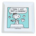 Japan Peanuts Porcelain Small Square Plate - Snoopy : Comic Green Ace Pilot - 1